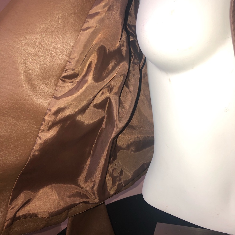 Brown Leather Jacket with fur Collar - Picture 3 of 5